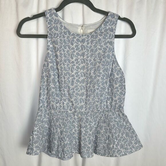 Anthropologie HD in Paris Pia Peplum Eyelet Top Size 6 - Picture 1 of 8